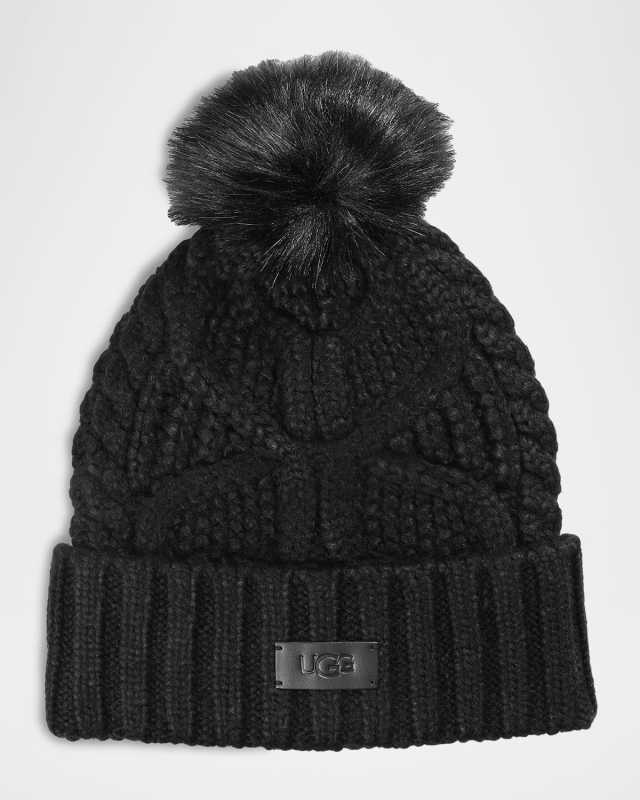 Cable Knit Beanie W/ Pom Pom